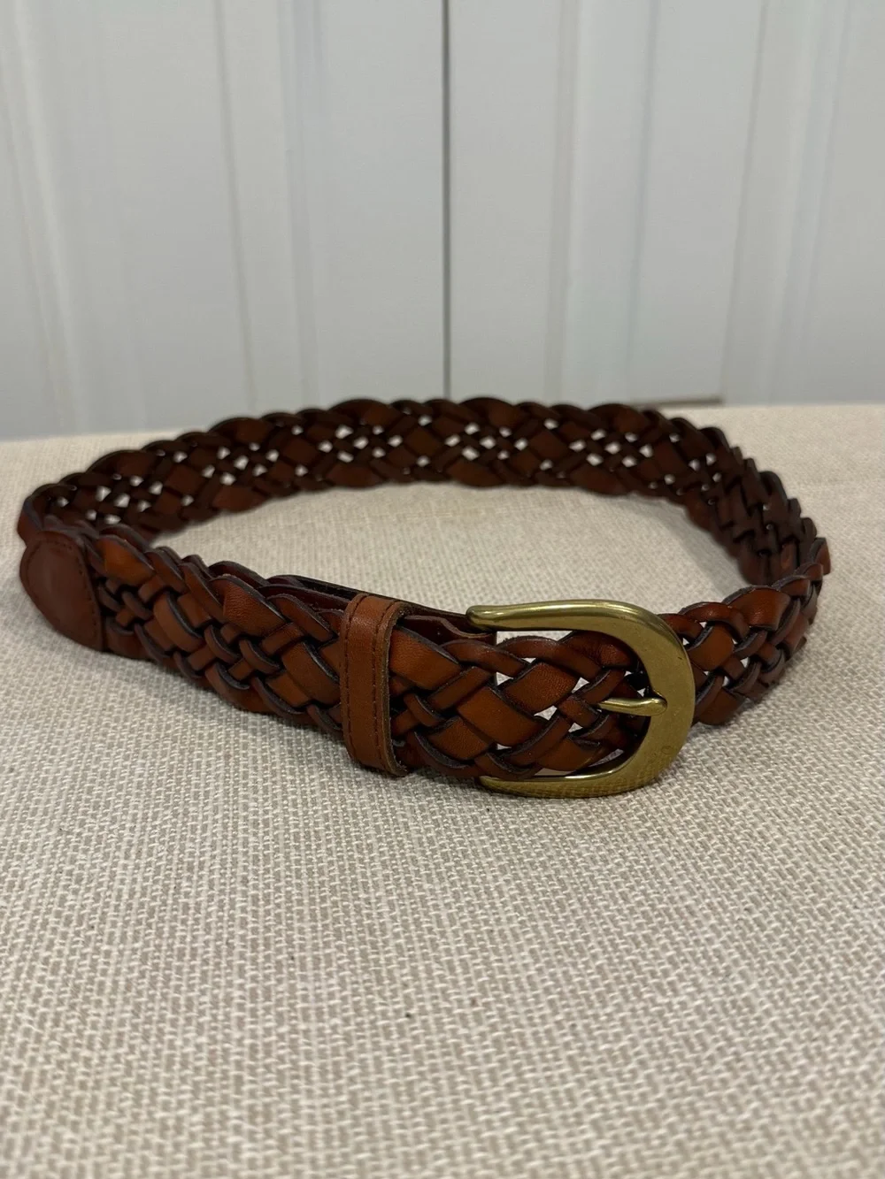 Express Vintage Woven Braided Leather Belt Brown Women’s Size Small